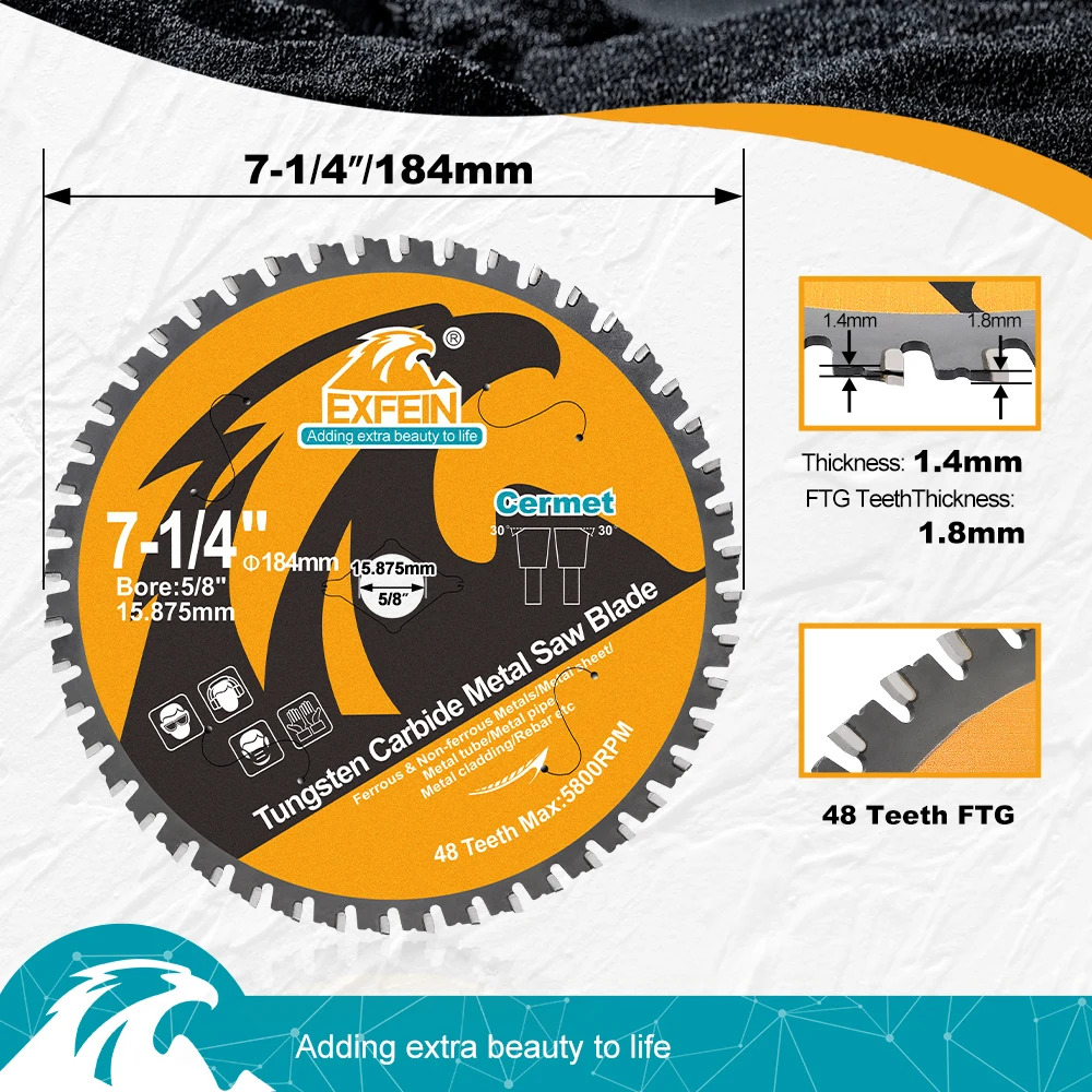 EXFEIN 金属丸鋸切断ディスク セラミック超硬鉄鋸刃 金属板 金属パイプ 配管 鉄筋用鋸