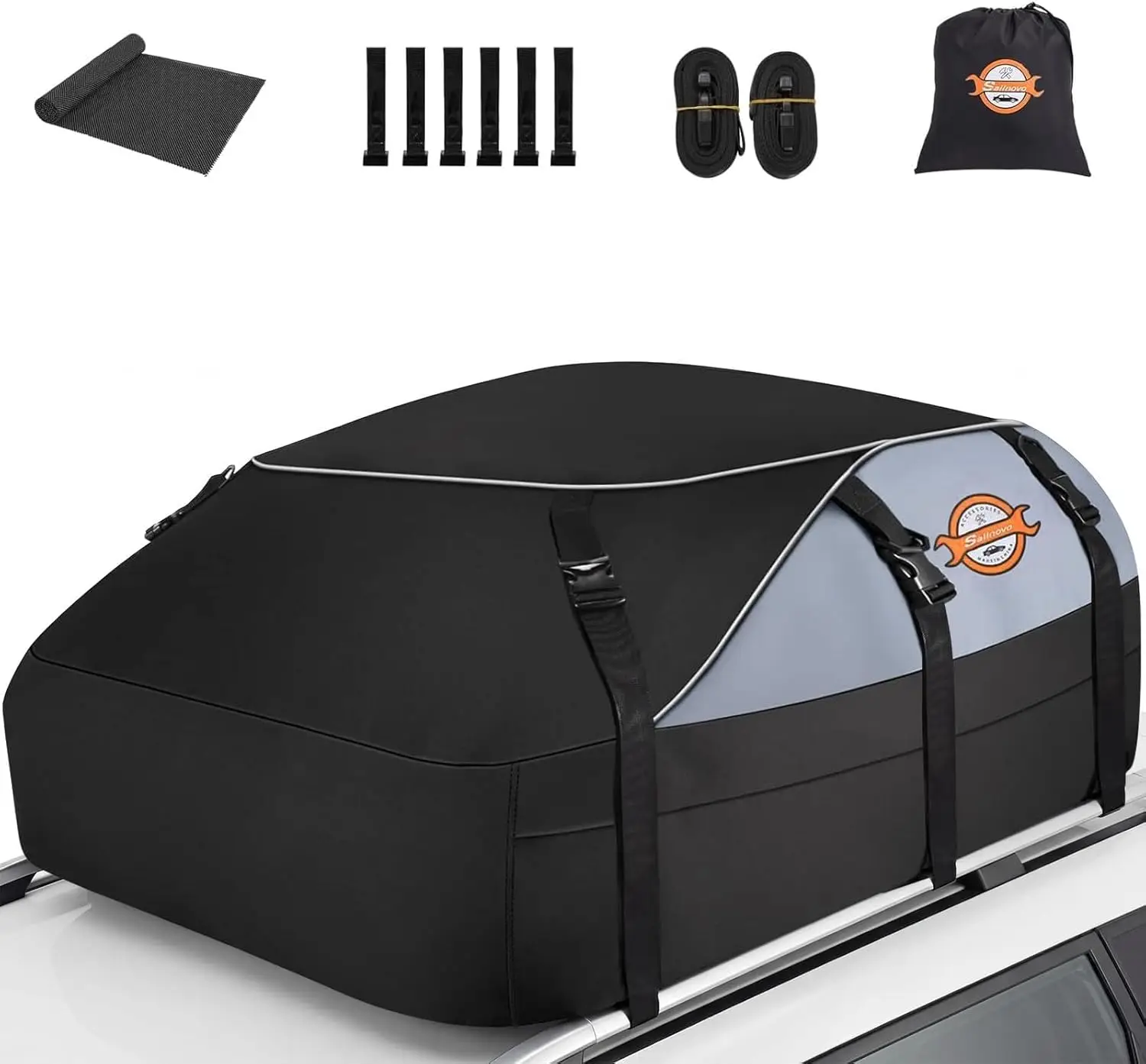 

20 Cubic Feet Waterproof Car Rooftop Cargo Carrier Bag with Anti-Slip Mat, Fits Most Vehicles Including SUVs