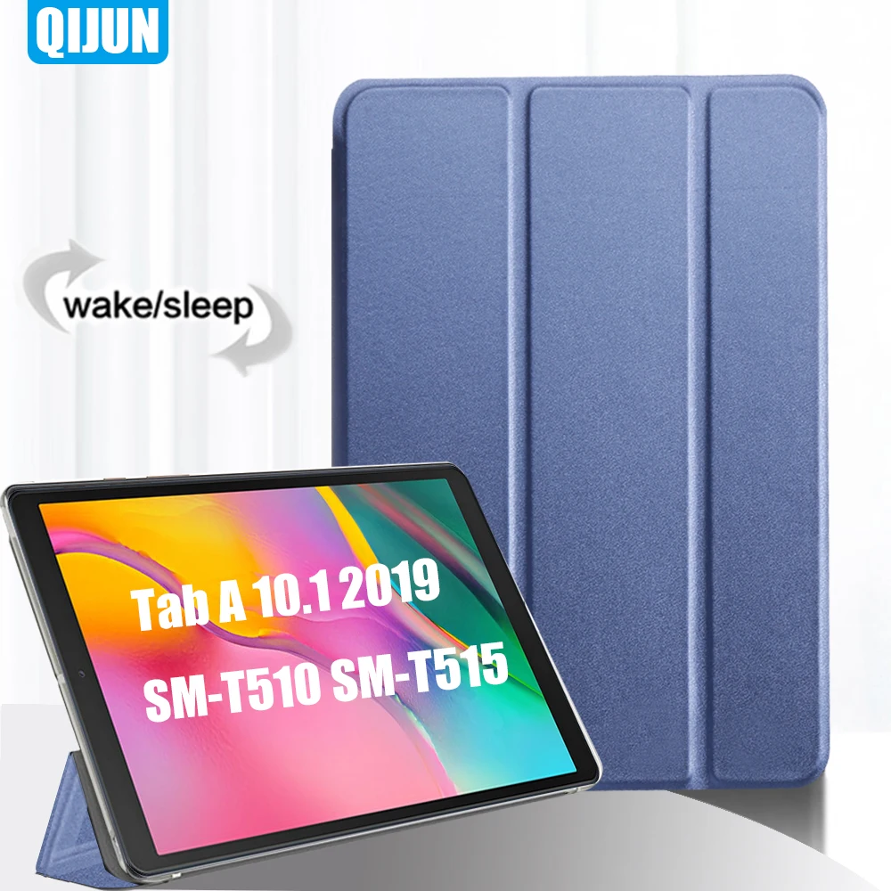 

Tablet case for Samsung Galaxy SM-T510 SM-T515 Smart sleep wake up Tri-fold Full Protective flip cover stand for Tab A 10.1 2019