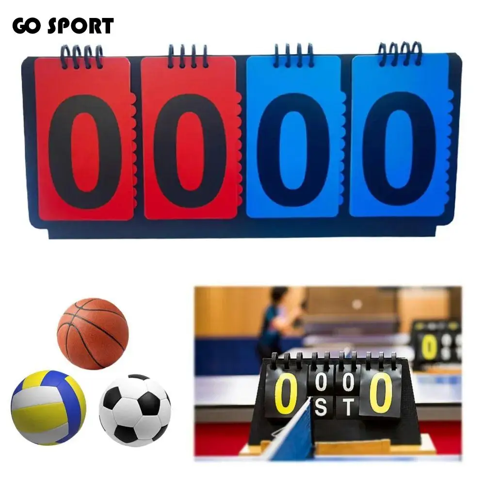 

Manual Basketball Scoreboard Tabletop Counter Triangular Base Score Flipper 4-Digit Score Keeper Scoreboard Score Keeper