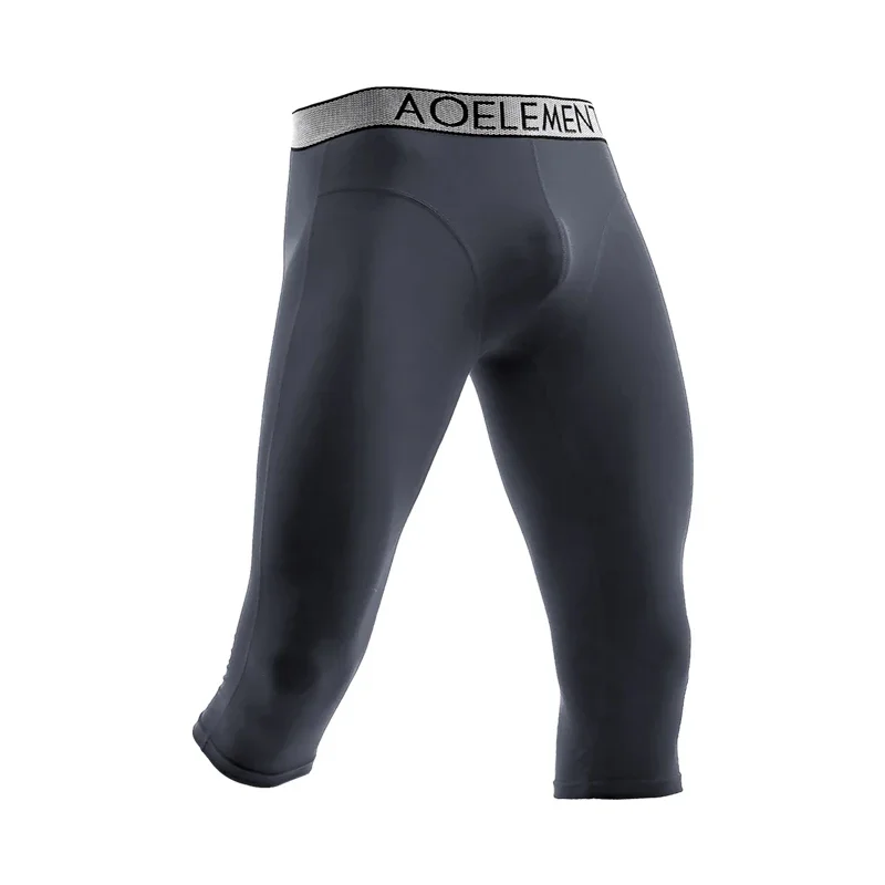 Men's anti-friction leg workout elongated leg pants, seven-inch pants, running four-corner pants