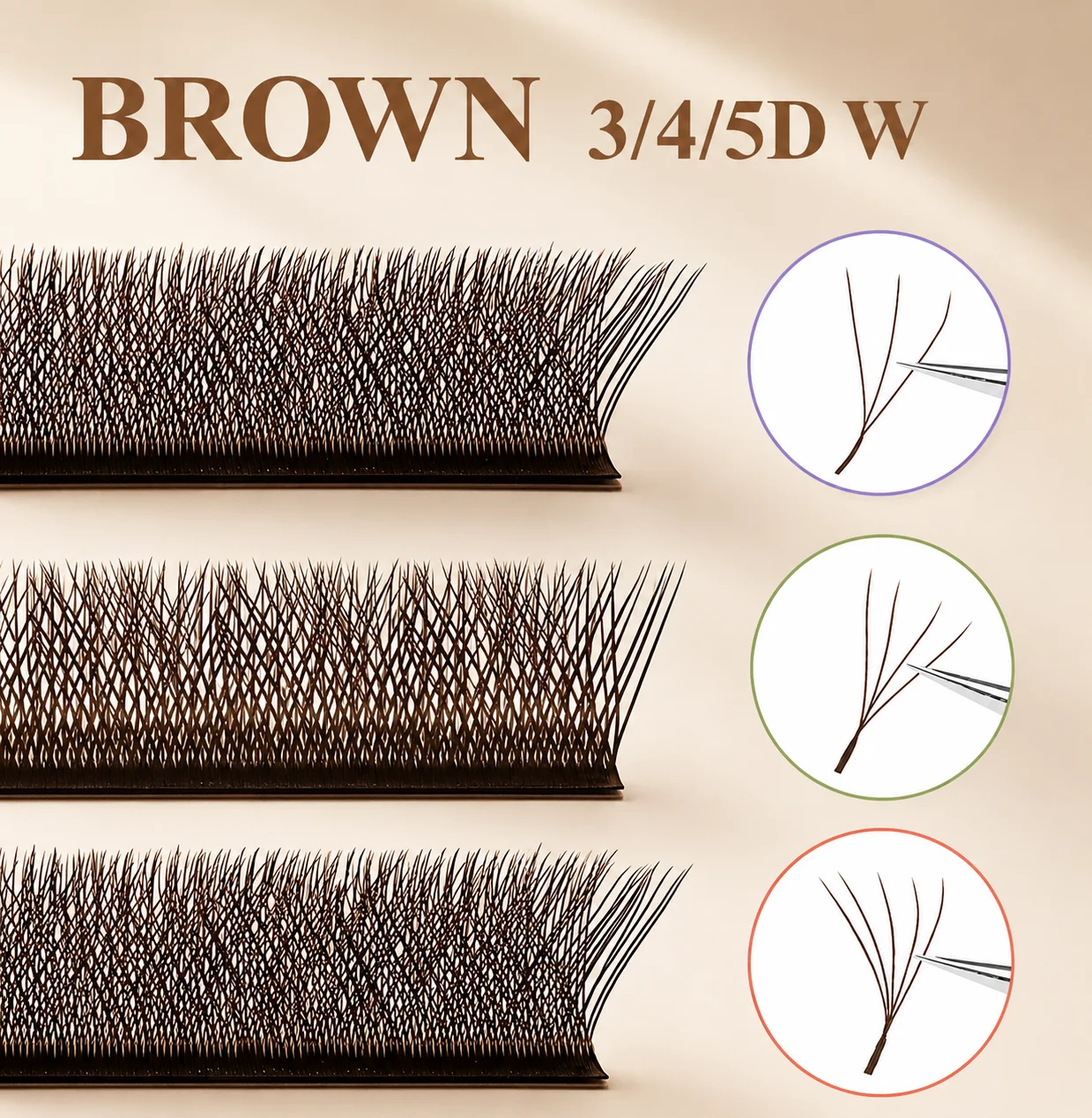 Brown YY 3D 4D 5D Eyelashes W Shaped Premade Fan Lashes Easy Apply Thick Crisscross False Mink Eyelash Extension Natural Soft