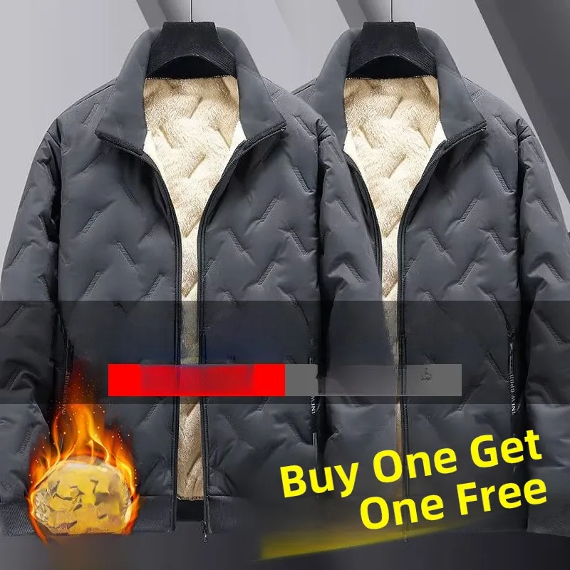 

Autumn Winter New Sle Men's Cotton Jaet Stand Collar Warm Wear Resistant Workwear Lamb Velvet Coat Busin Casual