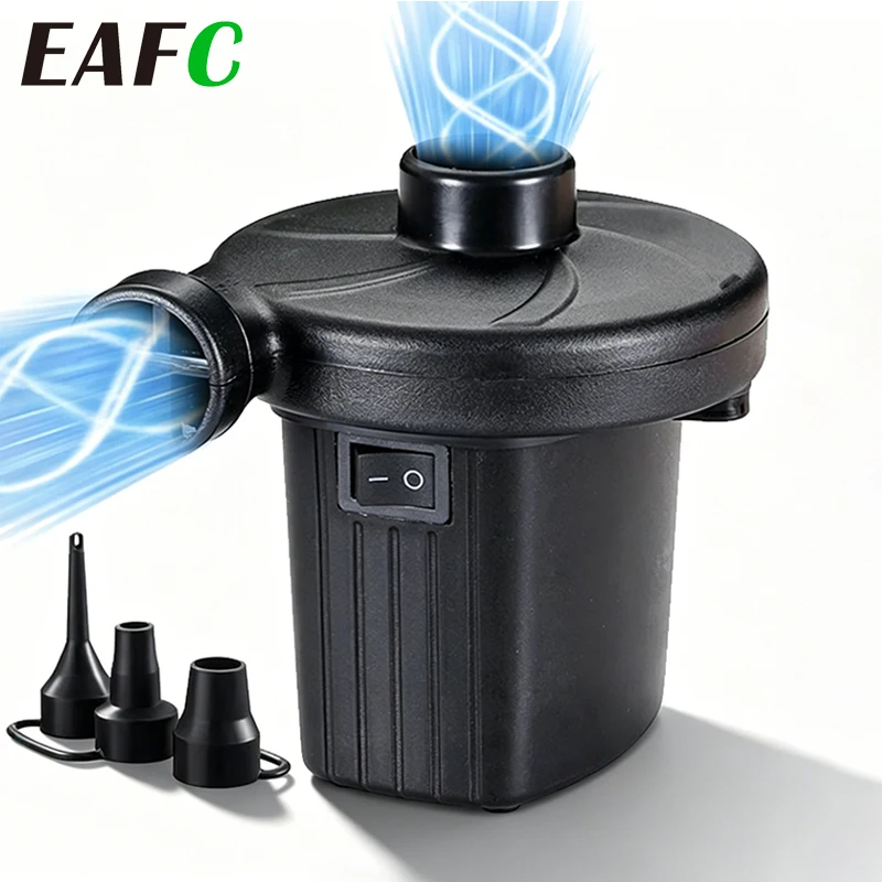 Compressor de ar elétrico EAFC 220V 12V, bomba infladora de pneus portátil com 3 bicos para carro, camping, barco, colchão, almofada