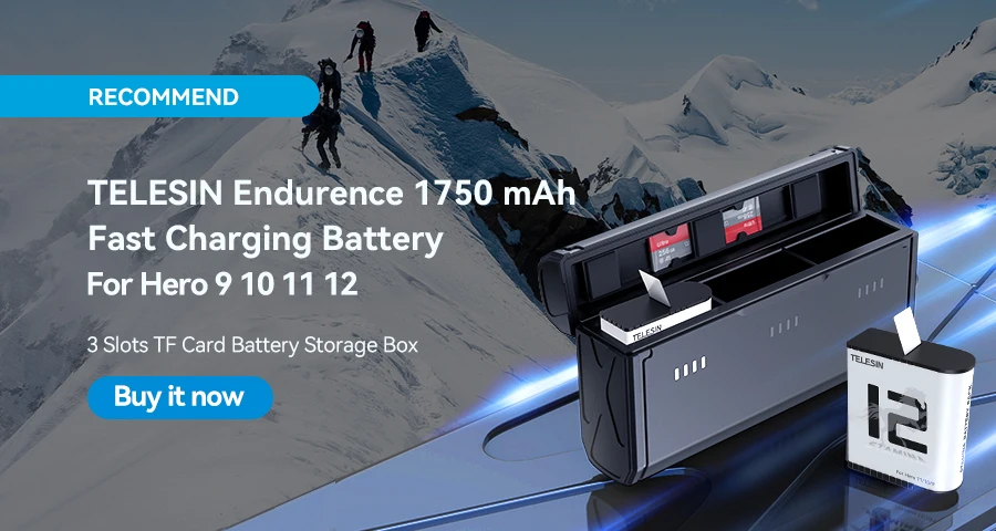 TELESIN 1750 mAh Akku für GoPro Hero 9 10 11 12 Akku 3 Slot Silikon Anti-Fall wasserdichte Ladebox mit TF-Kartenleser – Detail 1