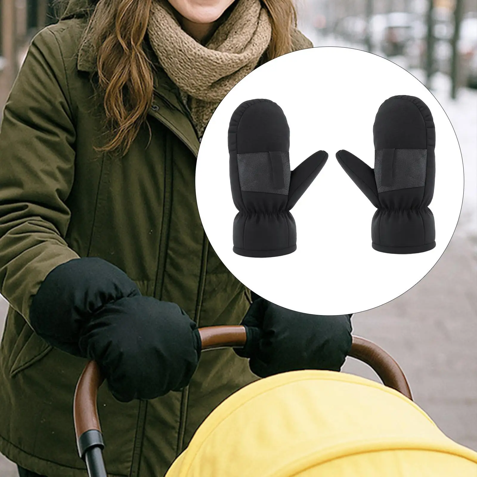 Baby Pram Gloves Water Resistant Windproof for Anti Freeze for Cold Weather Warm Mittens for Handlebars Hand Muff