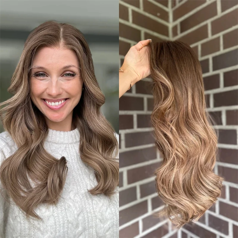 

Natural Body Wave Women's Wig Ombre Brown Blonde HD Lace Front Wig High Quality Synthetic Wig for Girls Women Daily Party Use