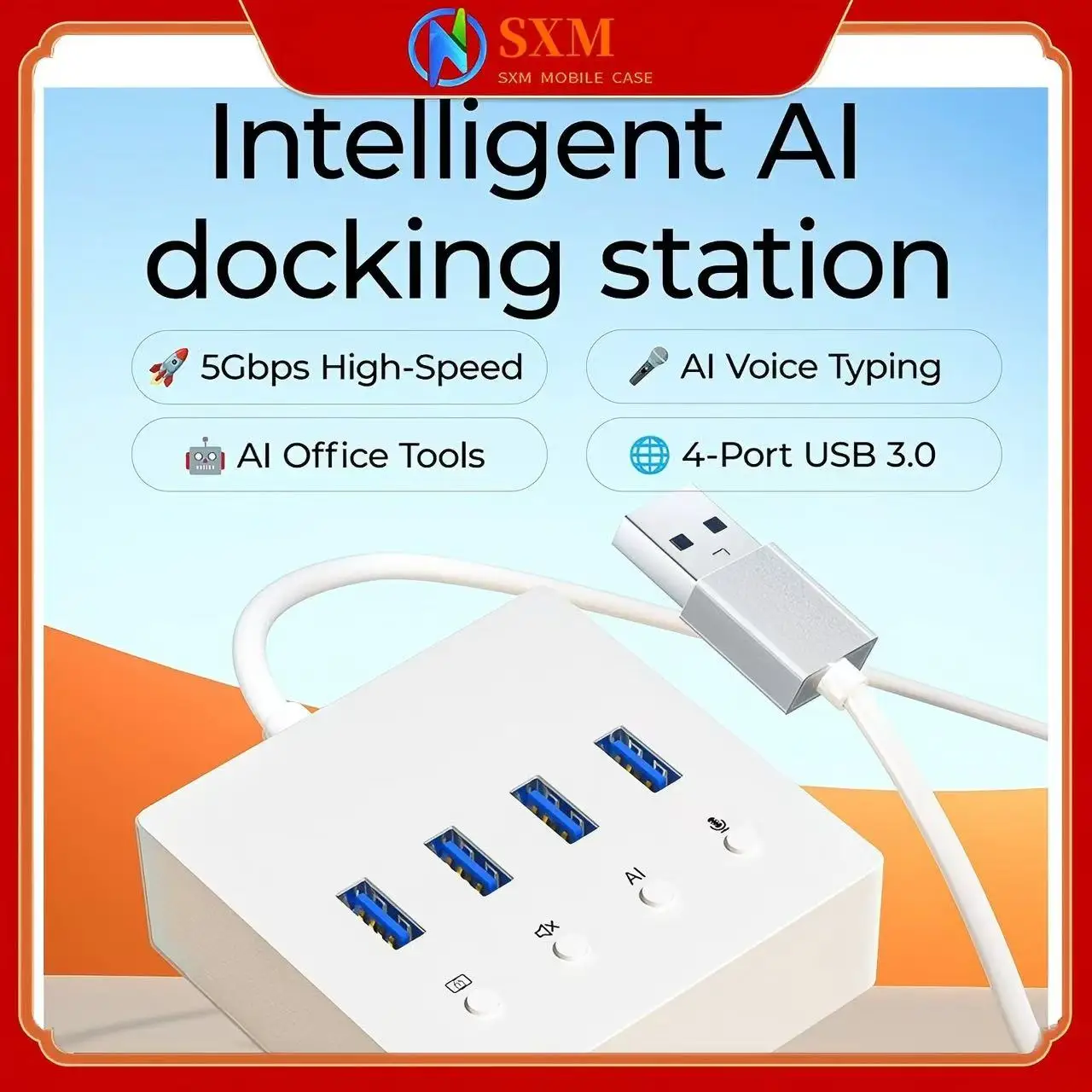 Extension intelligente AI, station d'accueil multi-interface USB 3.0 pour ordinateur portable, multilingue