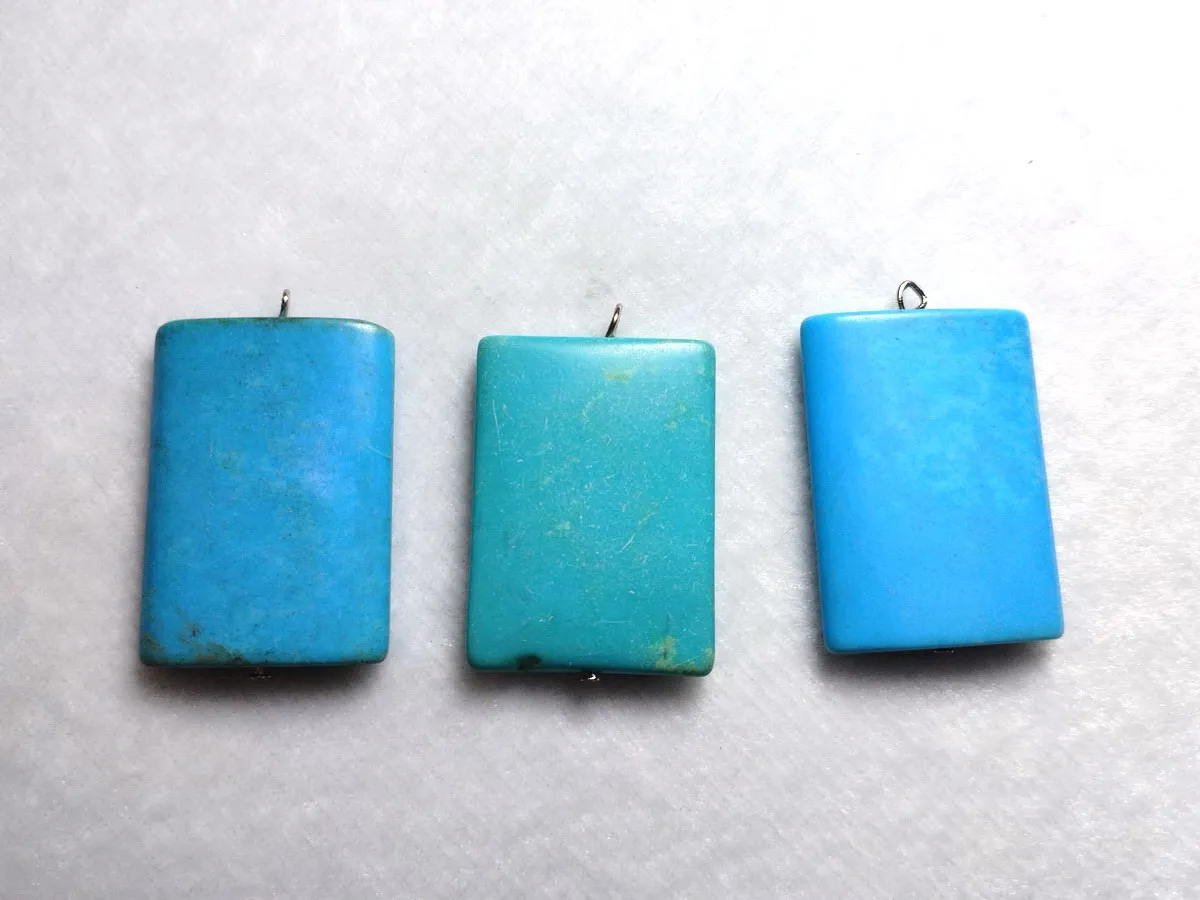 3Pcs Wholesale Chinese 100% Natural Turquoise Oblong Shape Jewelry Pendants