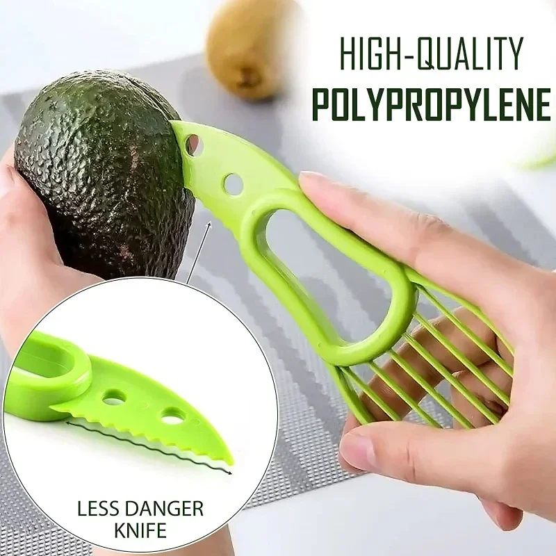 1 Multi-functional 3-in-1 Avocado Cutter Plastic Knife Peeler Kiwifruit Berry Avocado Slicer Pulp Separator Kitchen Tools