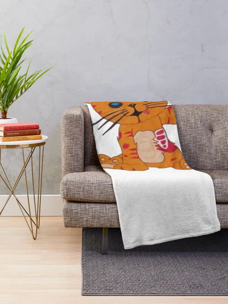 Zombie Cat Throw Blanket Cute Plaid Warm Blankets