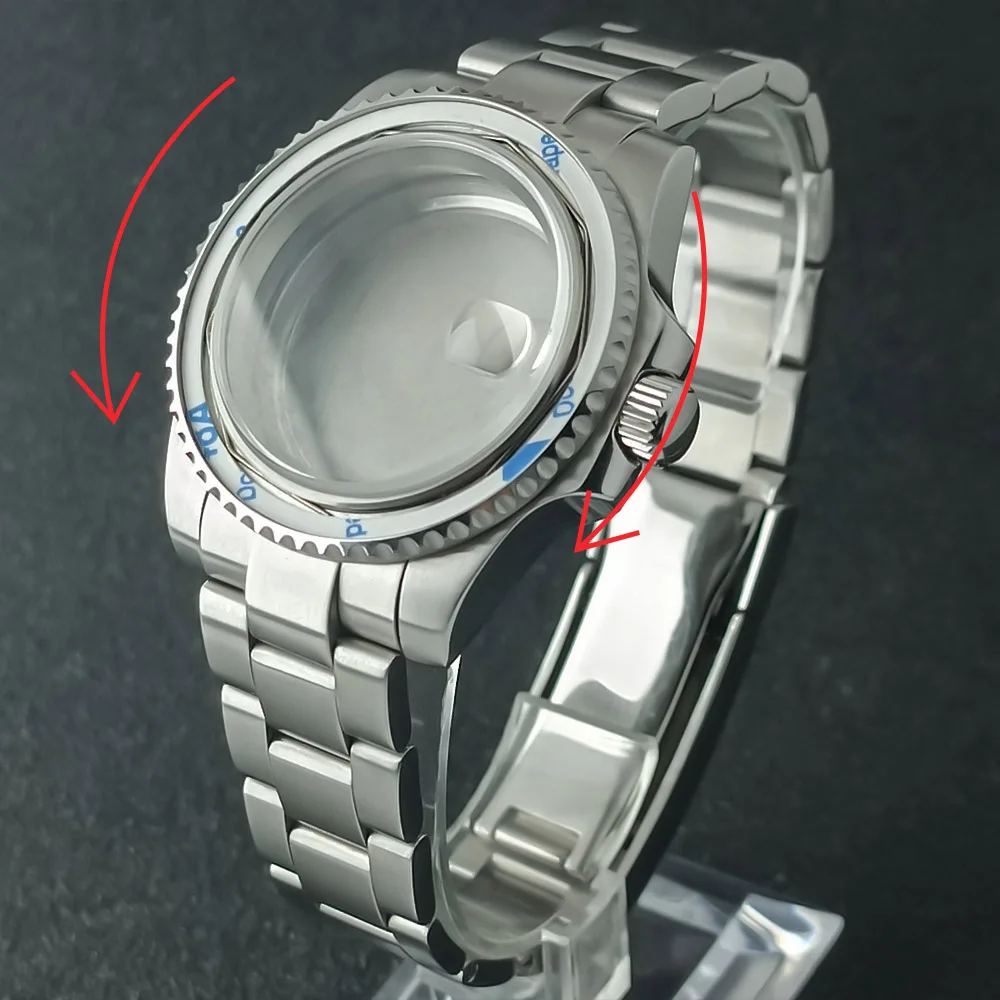 

40.5mm GMT high-quality double-sided or single ring 24 tooth sapphire glass case, suitable for 38 * 30.6mm bezel NH34 movement