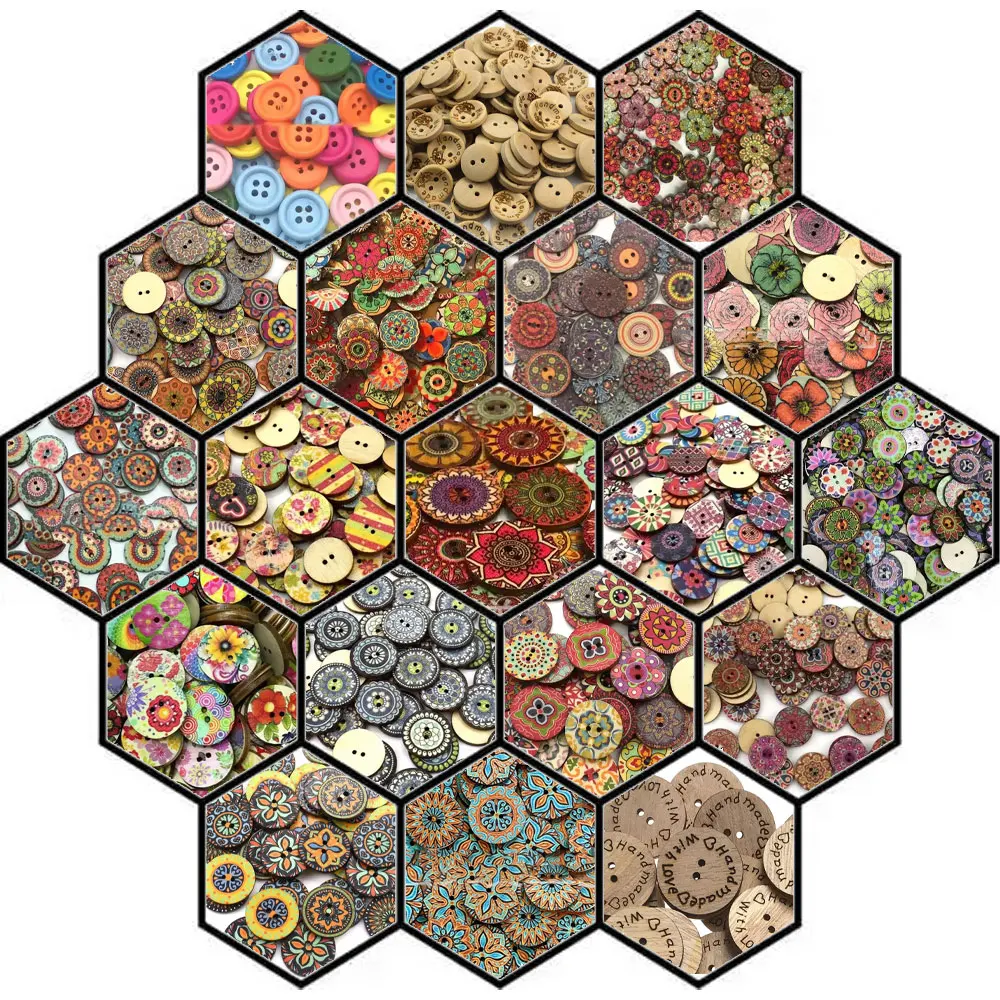 

300PCS 2-Hole 15/20/25MM Wooden Buttons Handmade Wood Button for Scrapbooking Craft DIY Baby Clothing Sewing Accessories
