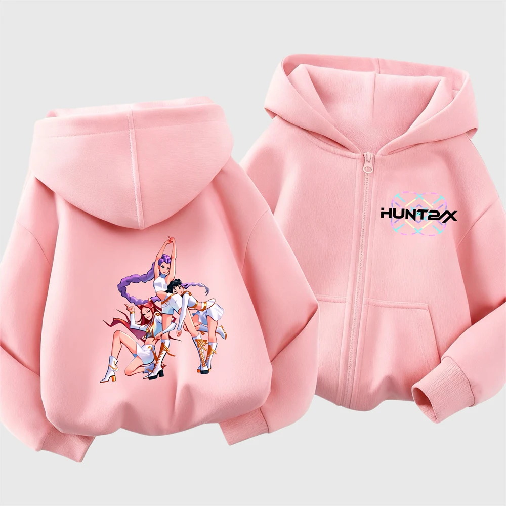 Kpop شيطان الصيادين الملابس الكرتون المطبوعة مقنعين معاطف فضفاضة ملابس خارجية غير رسمية لطيف أزياء طويلة الأكمام هوديس سترة عصرية #1