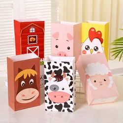 10/20/30pcs Cute Farm Animal Paper Bag Candy Bag Farm Birthday Party Supplies Gift Bag