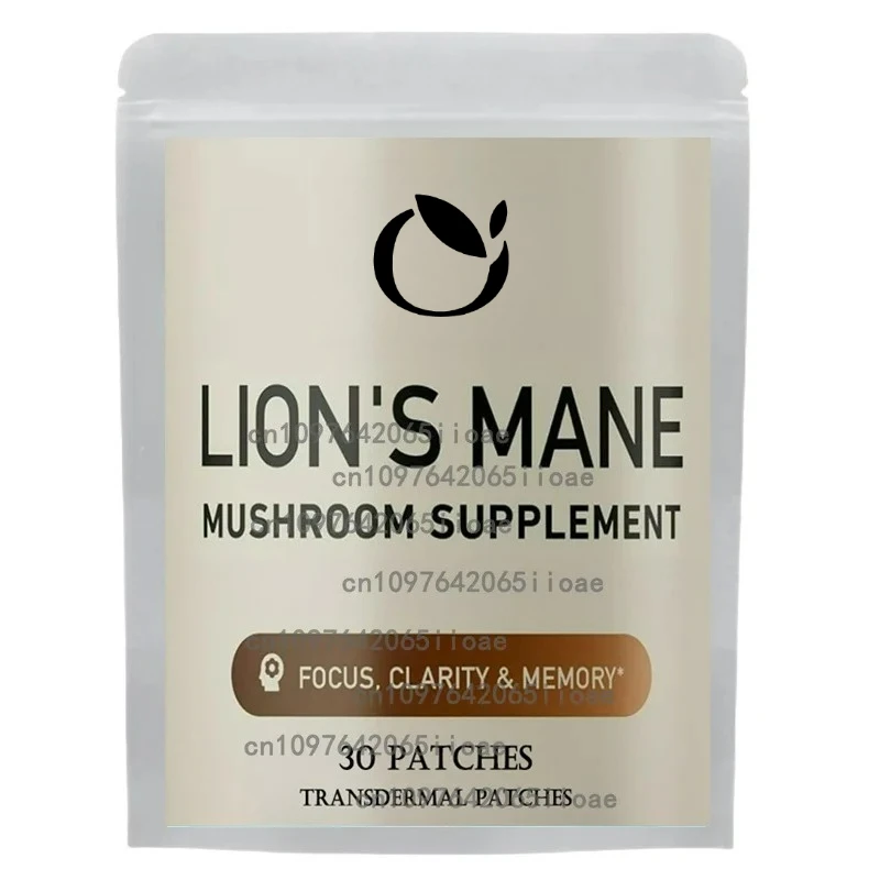 

30 патчей Lions Mane Mushroom Transdermal Patches с поддержкой памяти Cordeyceps, Reishi, Ashwagandha