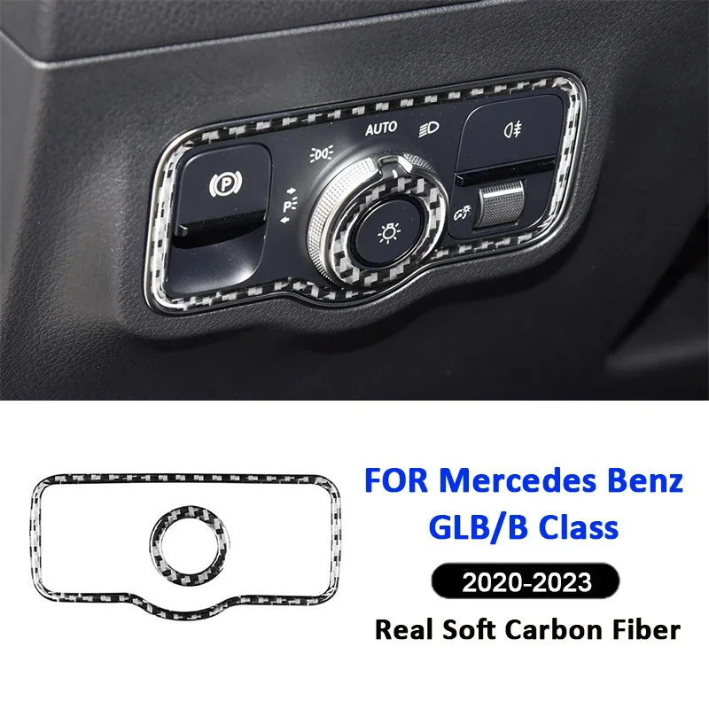 

Carbon Fiber Car Headlight Button Adjusting Knob Switch Panel Frame Decoration Sticker For Mercedes Benz B Class GLB 2020-2023