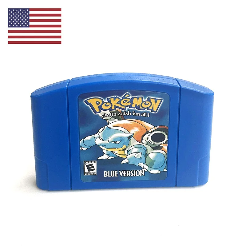 USA NTSC Version English Pokemon Blue N64 Retro Video Game Consoles 64bit Game Cartridge for N64