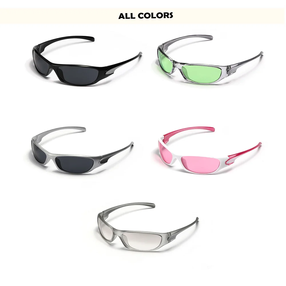 Oval Frame Sunglasses Men Women Outdoor Driving UV400 Fashion Retro Punk Hip Hop Gothic Resin Colorful Y2K Eyewear New Goggles