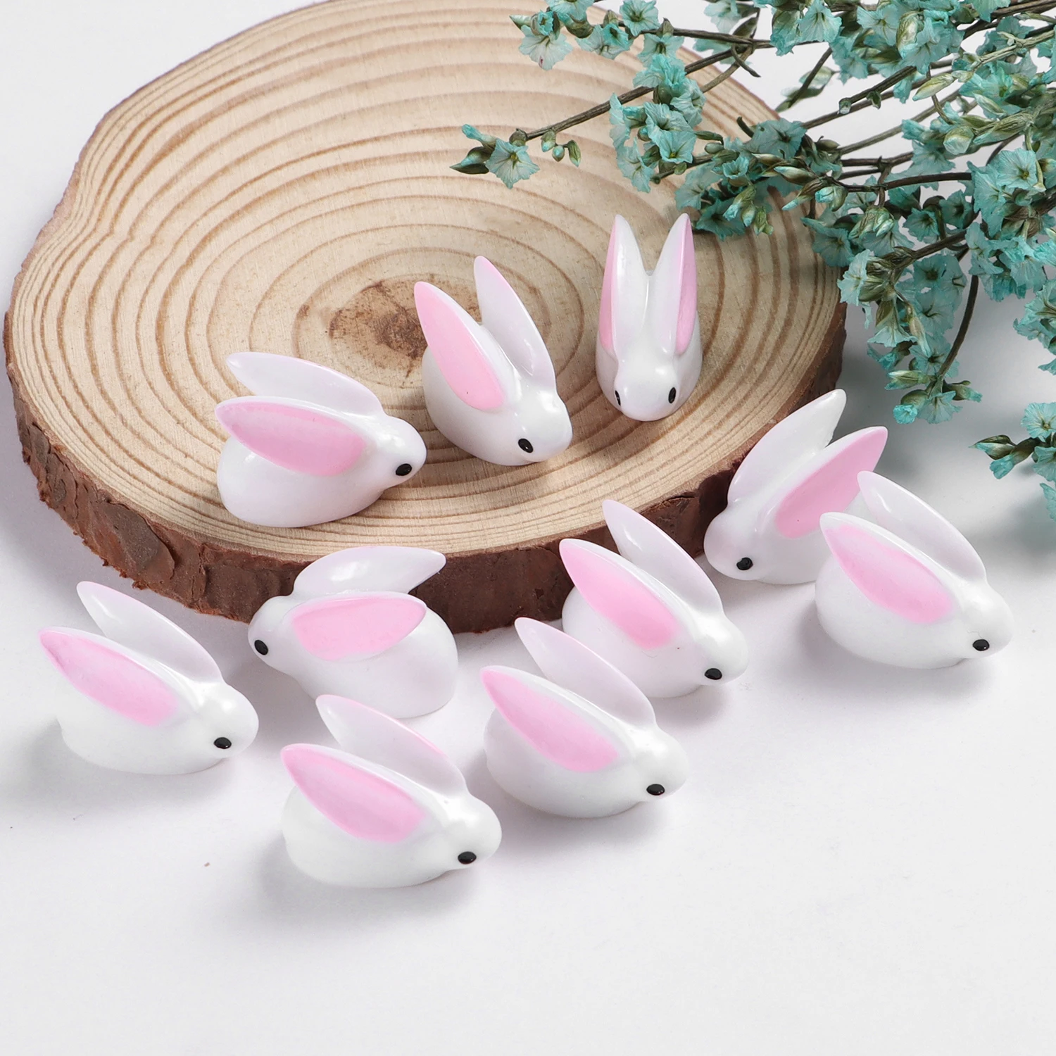 10Pcs Mini Bee Sheep Rabbit Resin Flatback Cabochon Miniature Ornaments DIY Scrapbooking Crafts Accessories Doll House Decor