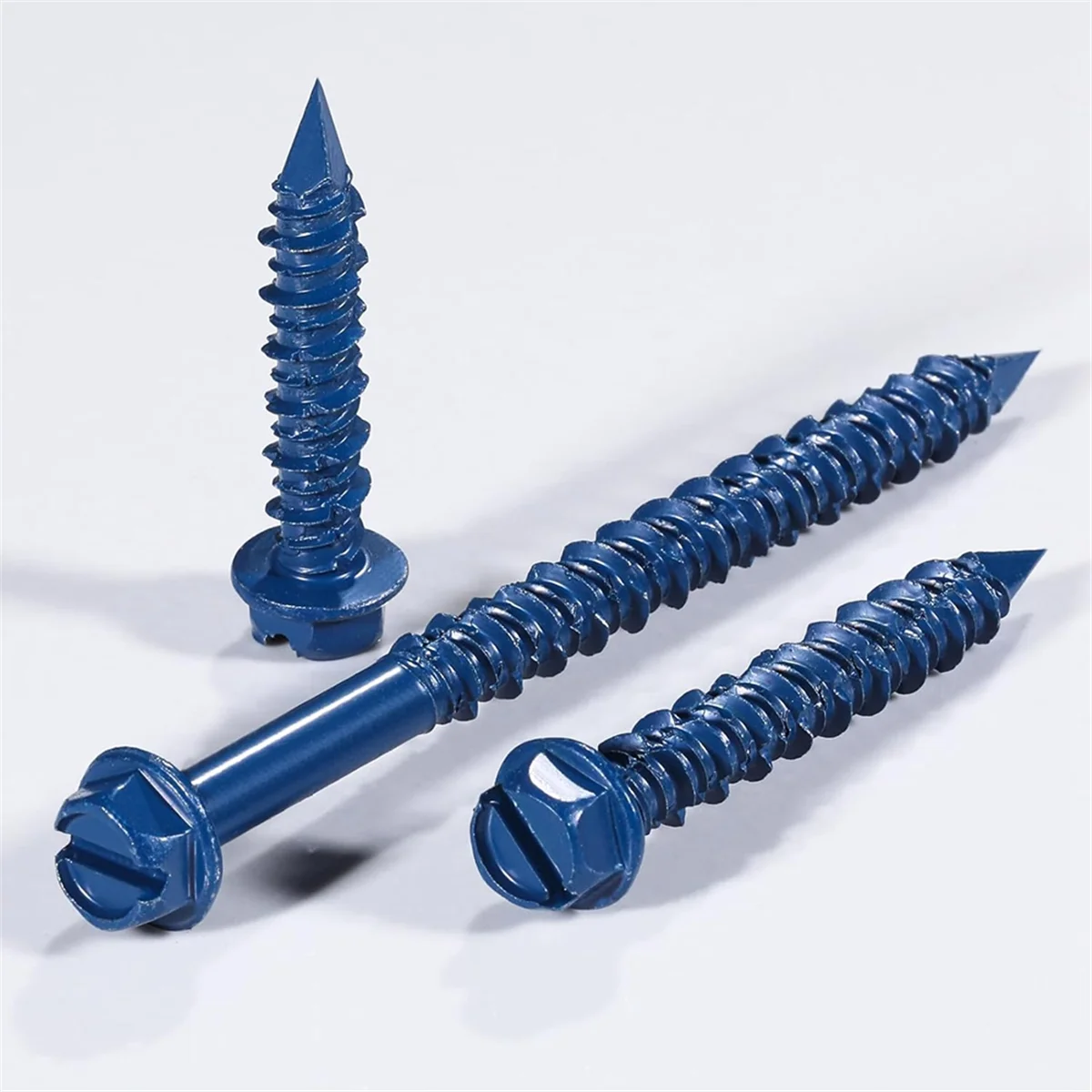 AA25 (40個入り) 1/4インチ x 1-1/4インチ スロット付き六角頭コンクリートアンカー（石材用）、青色六角頭、ブロックやレンガに最適