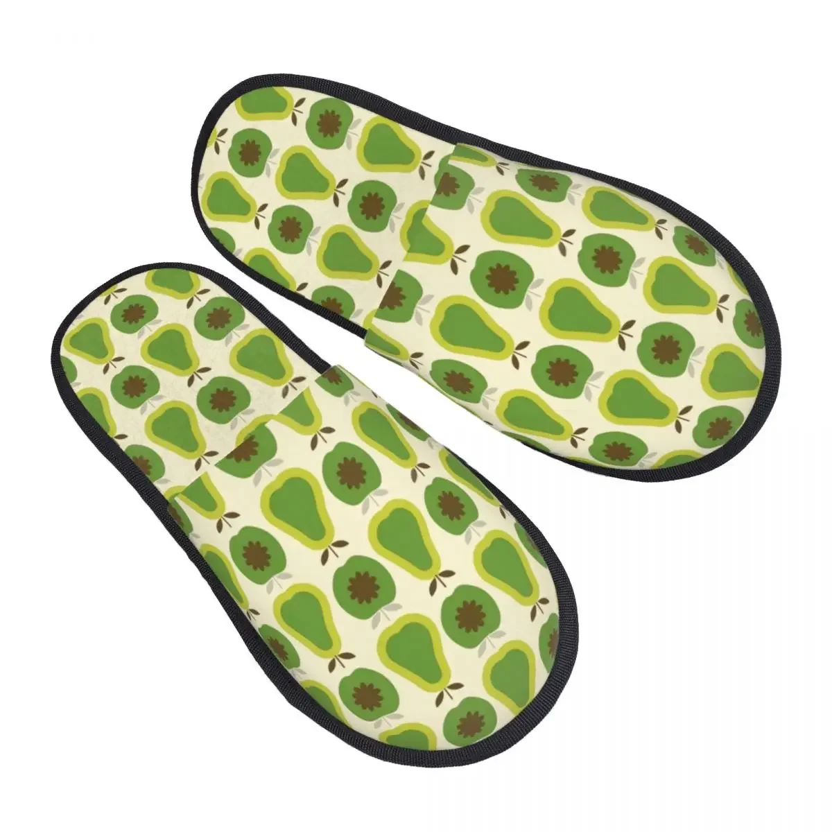 Apples And Pears Pattern House Slippers Women Cozy Memory Foam Orla Kiely Slip On Bedroom Slipper Shoes