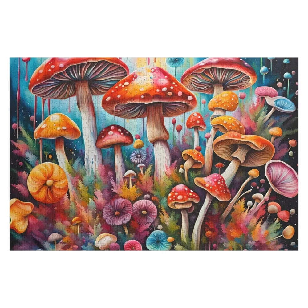 

Mystical Mushrooms: Vibrant Fungi Fantasia Jigsaw Puzzle Works Of Art Name Wooden Toy Custom Photo Woodens For Adults Puzzle