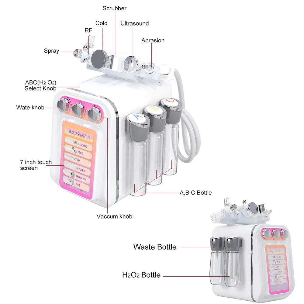 6 in 1 水素酸素小さなバブルマシン洗顔料ハイドロダーマブレーション水酸素スプレー美容機器肌を引き締める