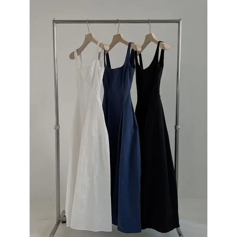 Summer New Women Version Waist-closing To Make You Look Slim Simple Sleeveless Mid-length Vestidos LadySuspender Chic Dress