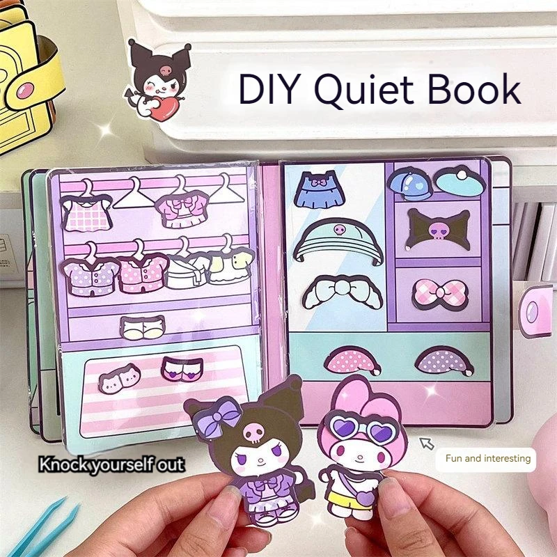 

Новинка Sanrio Kuromi наклейка My Melody Книга аниме фигурка Сделай Сам Тихая книга полу-готовая продукция игрушечная книга подарок для девочки обучающая игрушка