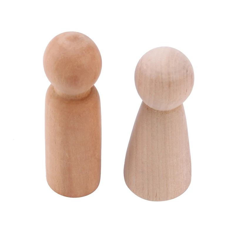 40X Wooden Peg Doll Unfinished Wooden People Plain Blank Bodies Angel Dolls For DIY Craft