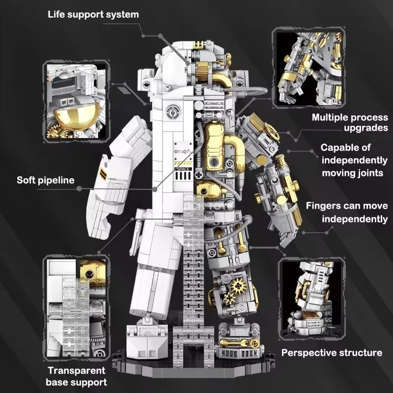 1088PCS Mechanical Aerospace Astronaut Building Blocks Space Detect Assemble Bricks Toys Desk Decoration Gift For Children