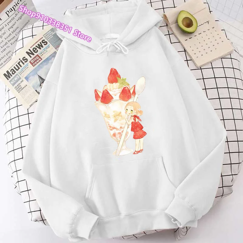 Summer Ice Cream Print Hoodies Girls Hooded Sweatshirt Soft Top Student Women Basic Hooded Sweater Comfortable Long Sleeve