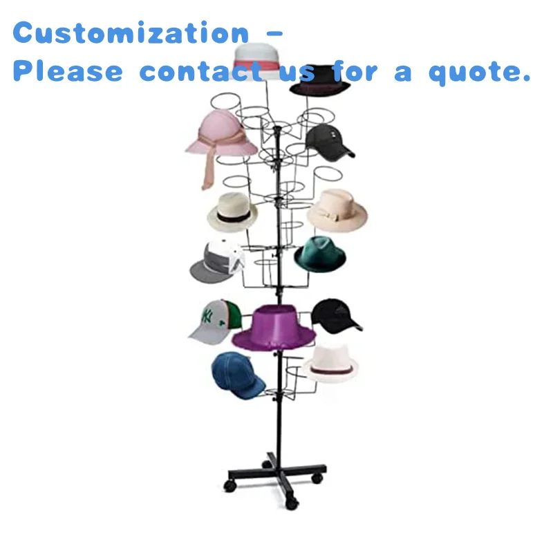 

custom.Kainice Customized Tier Modern Floor Rack Rotating Standing Headwear Wig Rack Metal Wig Stand Hat Baseball Display