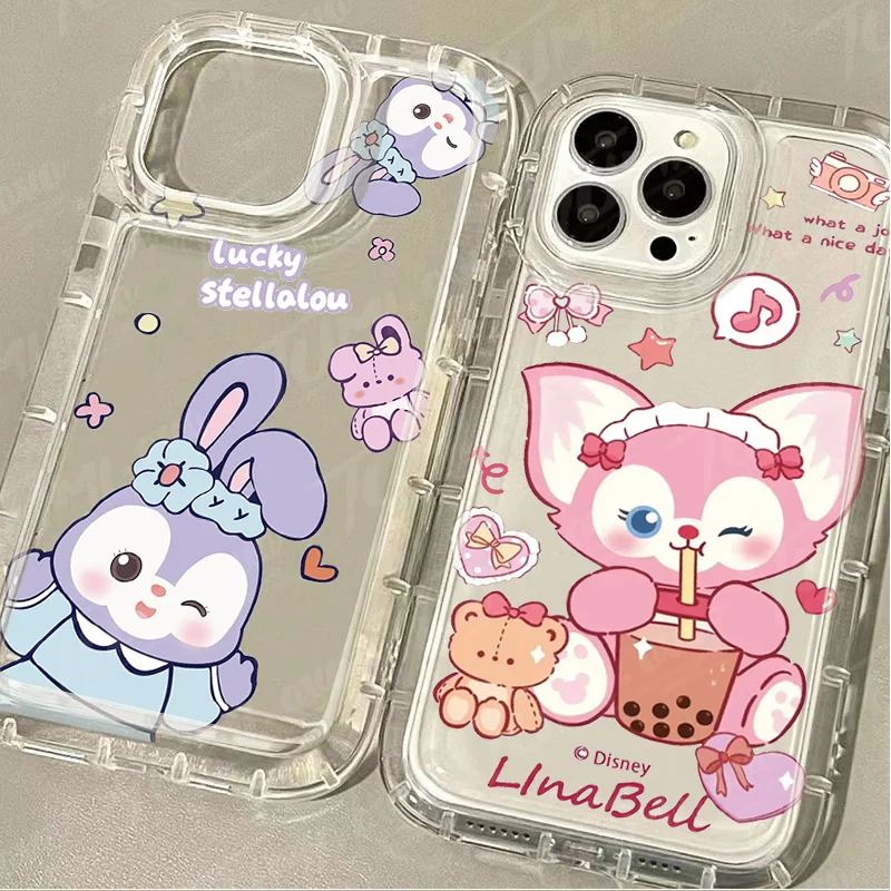 Disney StellaLou LinaBell Clear Case for IPhone 16 15 14 13 12 11 Pro Max 14 15 7 8 Plus X XR XS Max SE2020 Airbag Shockproof