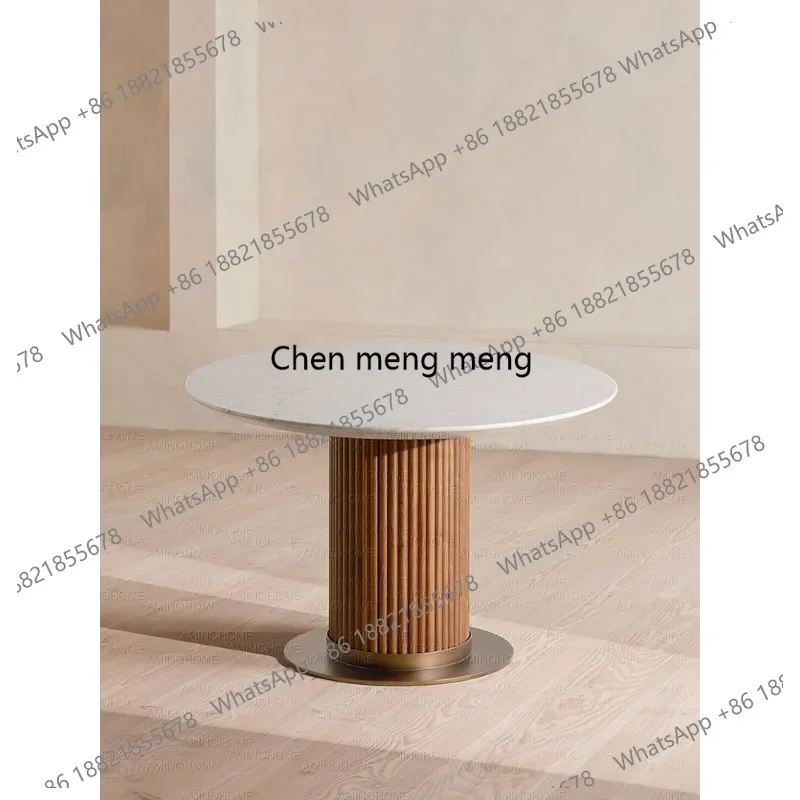 

Nordic marble dining table oval dining table designer Roman column light luxury round table