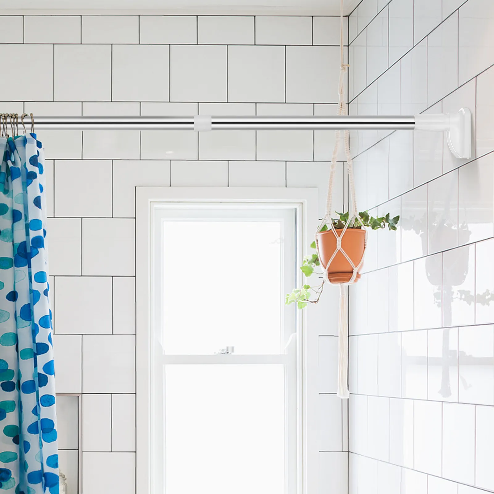 

2Pcs Heavy Duty Closet Rod Stainless Steel Adjustable Hanging Bar for Clothes No Installation Drilling Needed Wardrobe Space