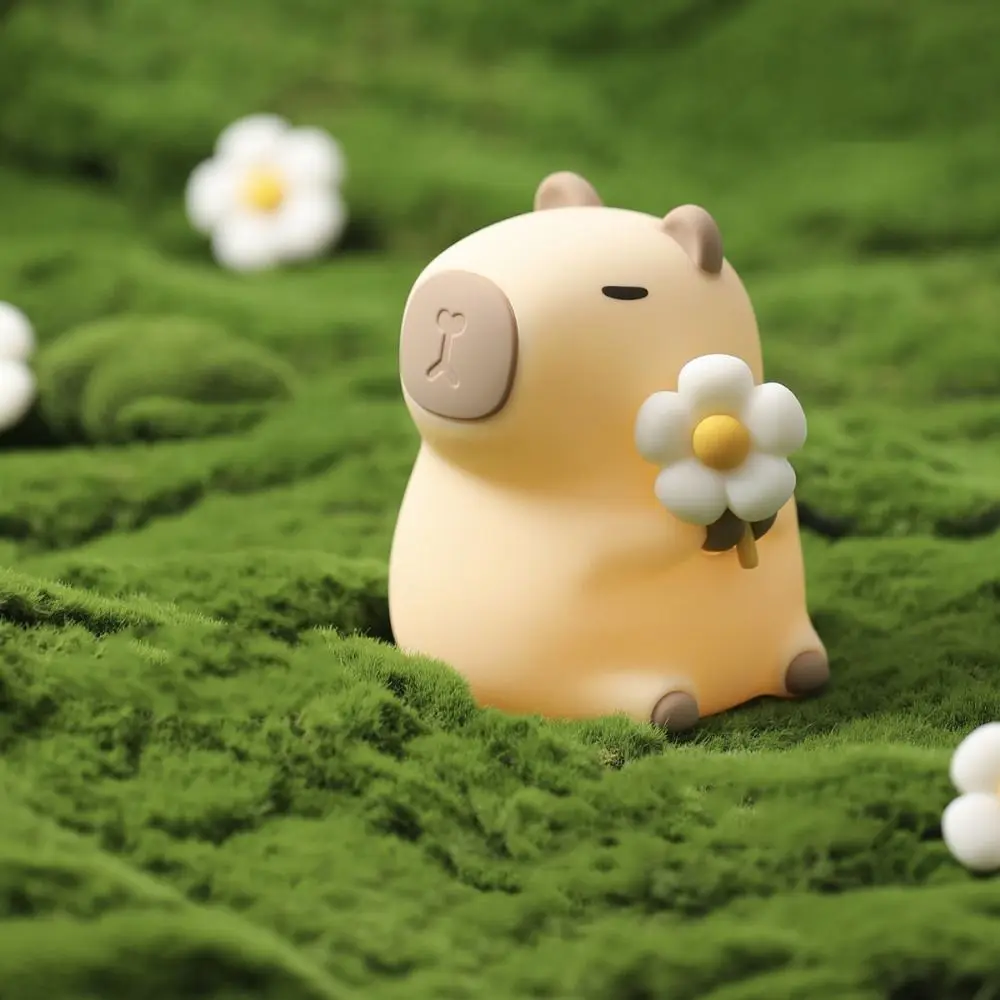 Pat Control Silicone LED Capybara Night Light Cute Colorful Bedside Light USB Charging Cartoon Atmosphere Lamp