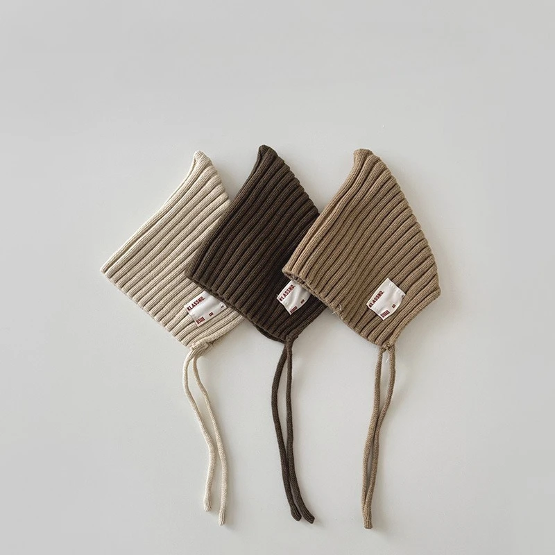 

Baby Triangle Hat Windproof Thermal Knitted Cap with Ear Protection for Infant Toddler Soft Winter Beanie Newborn Photography