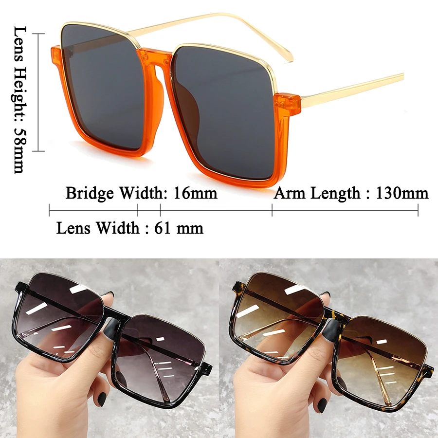 Sunglasses Women 2024 Drive Travel Big Square Frame Luxury Brand Design Gradient Colors Vintage Sun Glasses Ladies Men Unisex