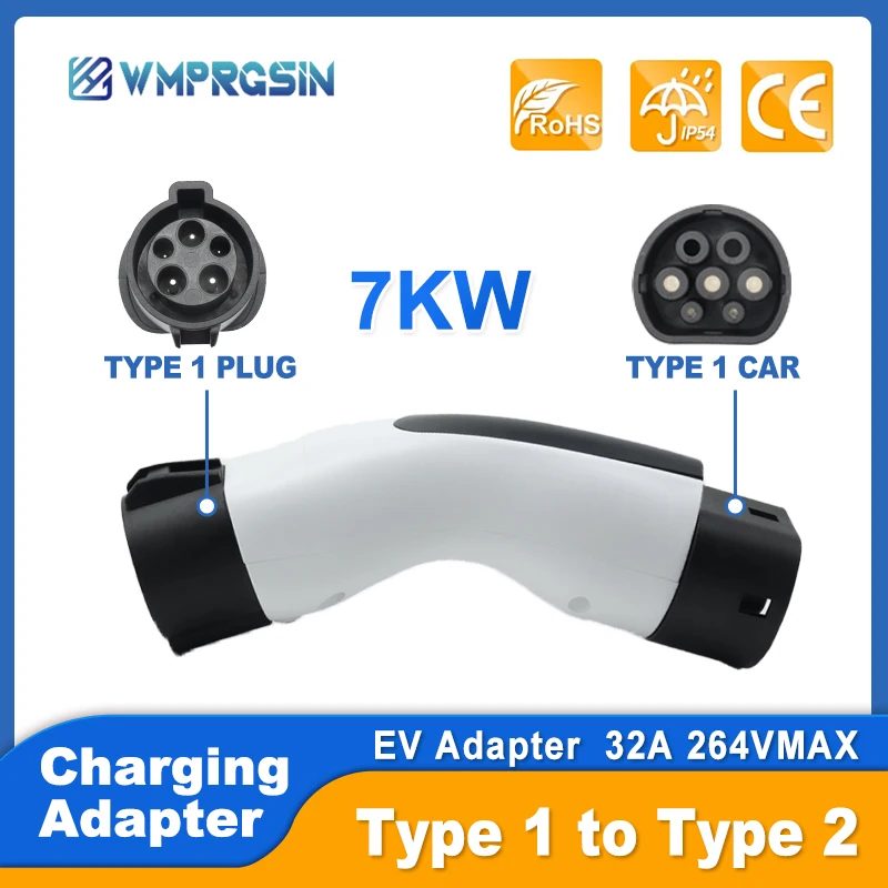 Electric Car Devices J1772 Type 1 to Type 2 Adapter American To European Type 1 Plug to Type 2 Plug Adapter Mg4 Car Accessories