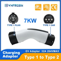 Electric Car Devices J1772 Type 1 to Type 2 Adapter American To European Type 1 Plug to Type 2 Plug Adapter Mg4 Car Accessories