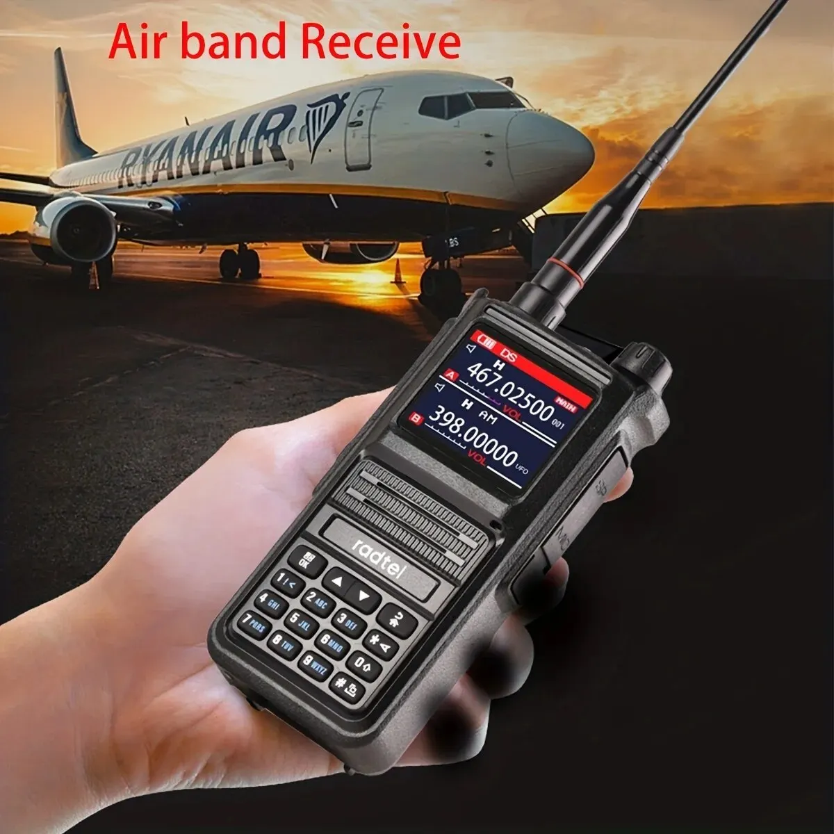 Radtel RT-470X Pełnopasmowy radiotelefon dla krótkofalowców 256 kanałów Pasmo lotnicze Dwukierunkowe radio USB-C Lotnictwo NOAA Policja Morska Amatorski skaner HT Roger