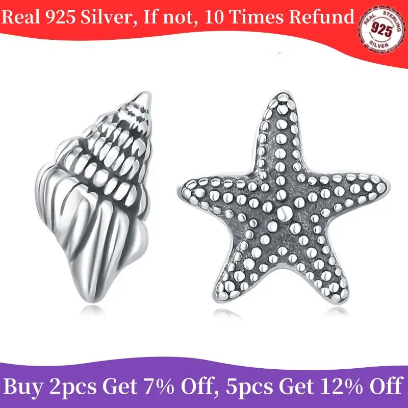 Authentic 100% Real 925 Sterling Silver Pendientes Earrings Starfish Zircon Ocean Style Earrings For Women Wedding Gifts