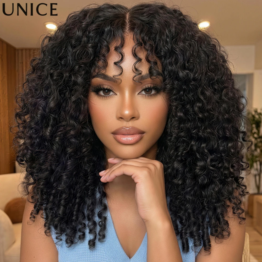 

UNice Finger Coil Ends Curly Bundles 100Grams Per Bundle 1/3 Pcs Natural Black 100% Human Hair Extensions