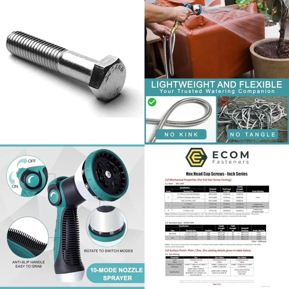 مسامير سداسية من الفولاذ المقاوم للصدأ 18-8 5/8 × 3-1/4 بوصة خيط خشن 25 عبوة من مسامير سداسية ملولبة جزئية #1