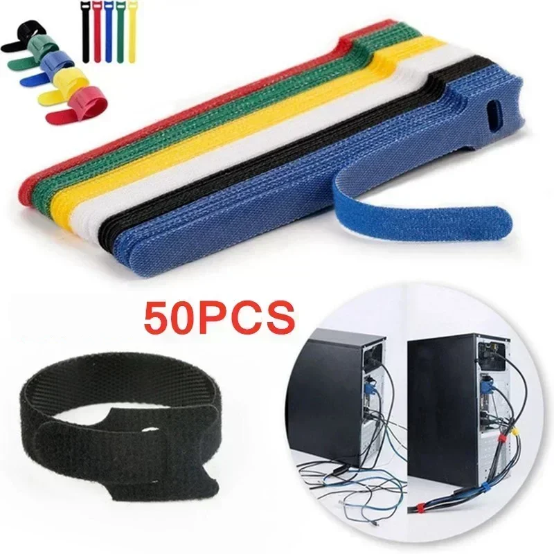 

Hook-and-loop Fastener Self-adhesive Can Be Reused Nylon T-hook Ring Buckle Fixing Tape for Cable Management Tape Velcro Strap