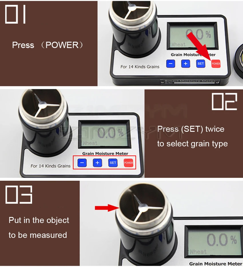 Imagem -05 - Grão Medidor de Umidade para 14 Tipos Grãos Inteligente Umidade Tester Display Digital Café Grãos Cacau Trigo Milho Umidade Analisador