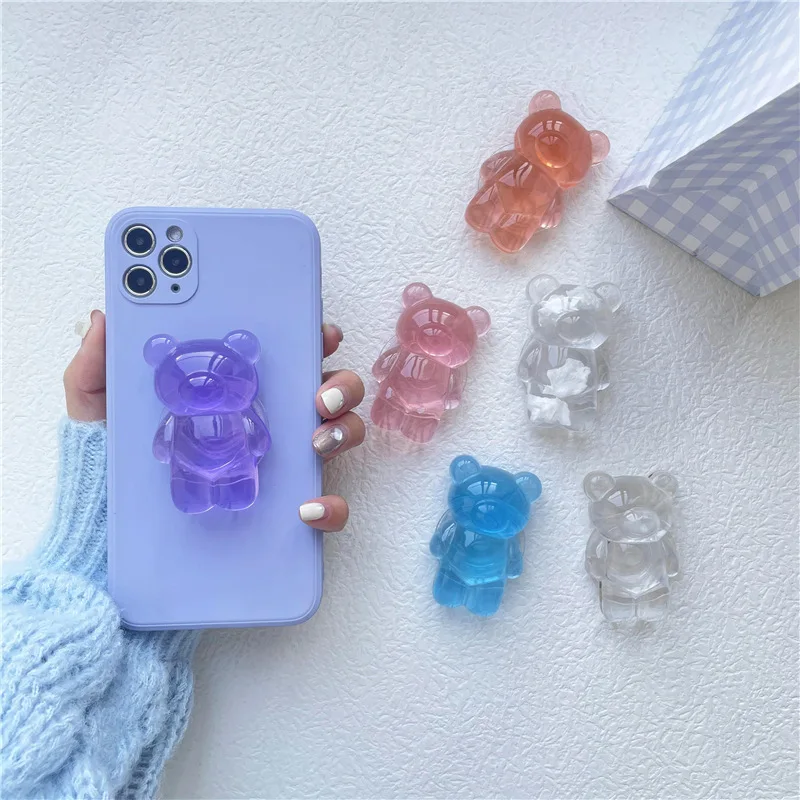 Korea Glitter Bear Cell Phone Holder Grip Tok Bracket for iPhone Samsung Xiaomi Foldable Car Folding Mobile Socket Stand