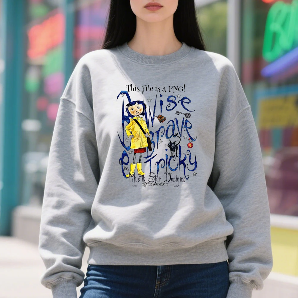 Coraline Hoodie Anime Movie Creepy Cute Pullover Unisex Street Fashion Loose Long Sleeve Autumn and Winter Warm Round Neck